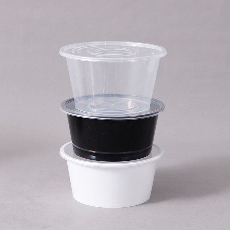 一次性餐盒饭盒外卖打包盒食品级圆形塑料碗商用快餐带盖汤碗盒子