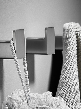 一体实心全铜衣钩枪灰色毛巾钩免打孔挂衣钩浴室卫生间酒店衣帽钩