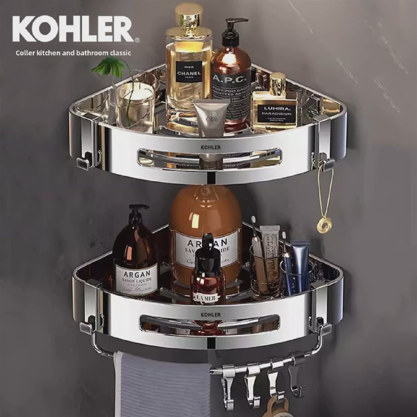 浴室浴室三角储物架厕所免打孔304不锈钢淋浴房沐浴露储物架