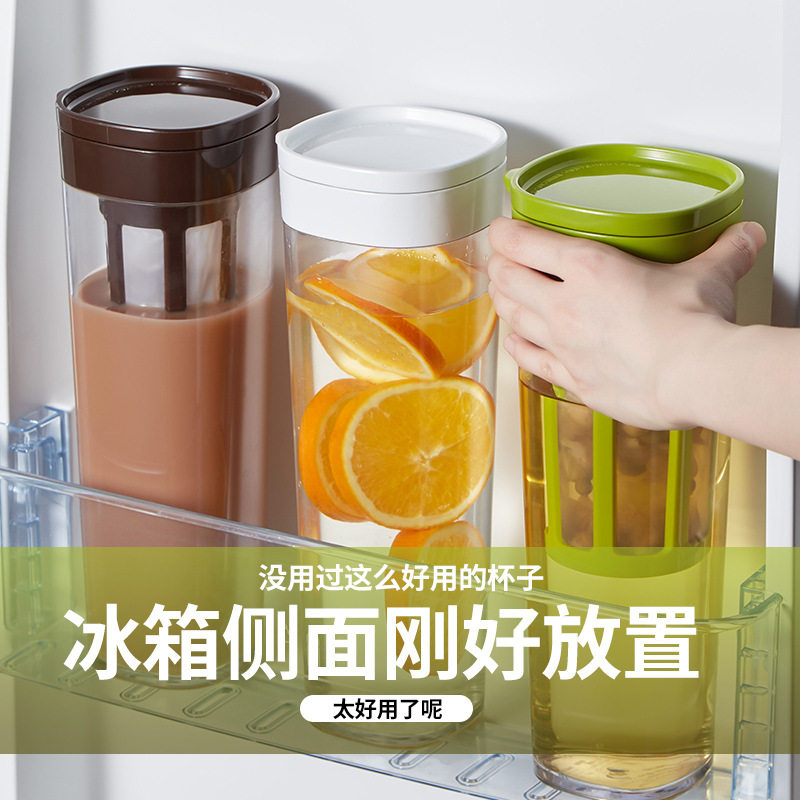 带滤网冷水壶家用凉白开水瓶耐高温大容量咖啡冷萃壶冰箱凉水壶