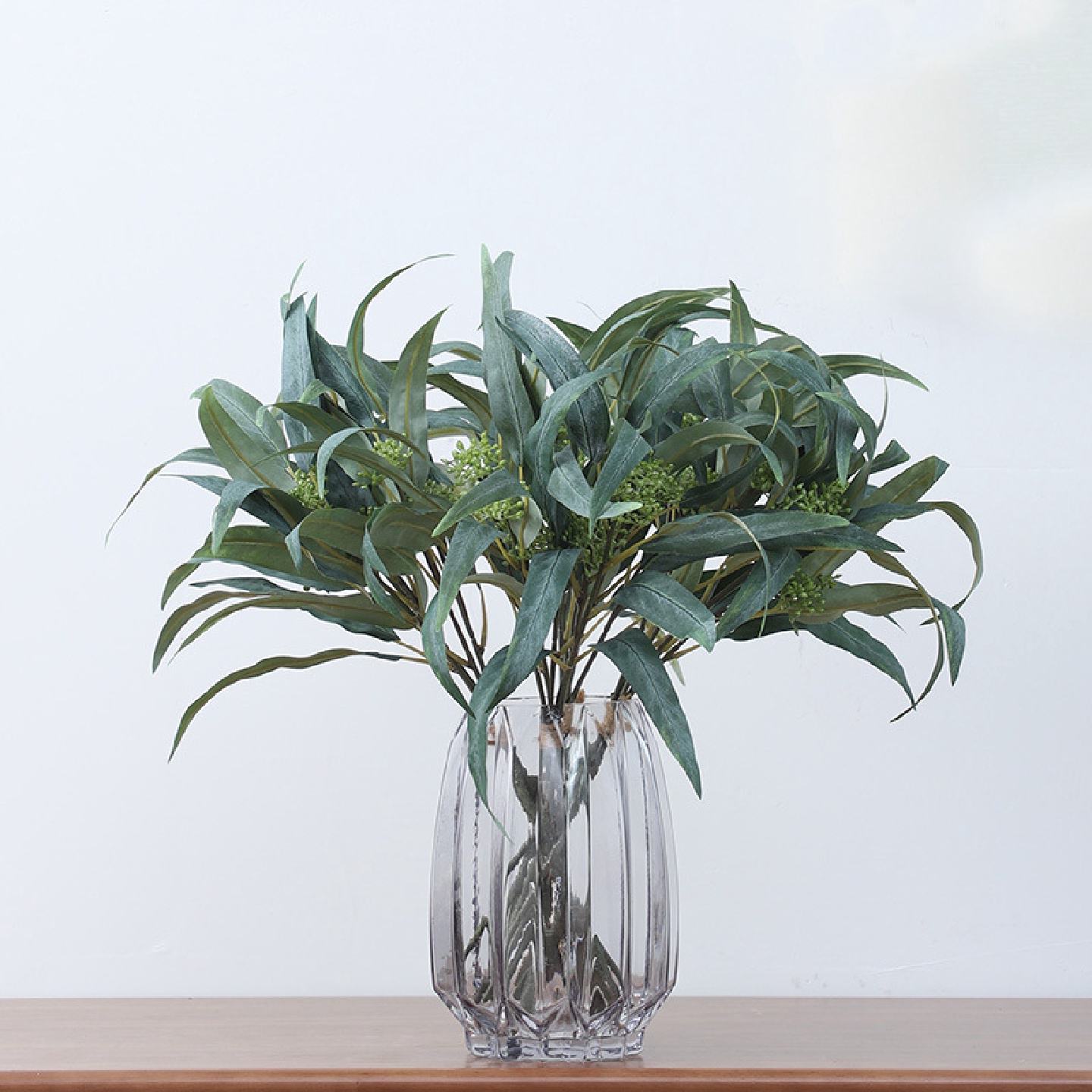 兰桂坊仿真植物带果弯尤加利叶把束叶子家居装饰绿植假花厂家批发