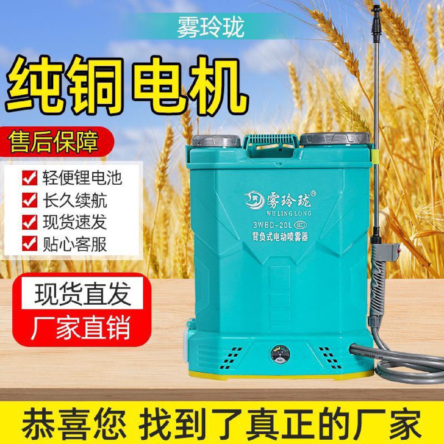 电动喷雾器新型农用打药机锂电配置防水消毒喷壶无人植保机