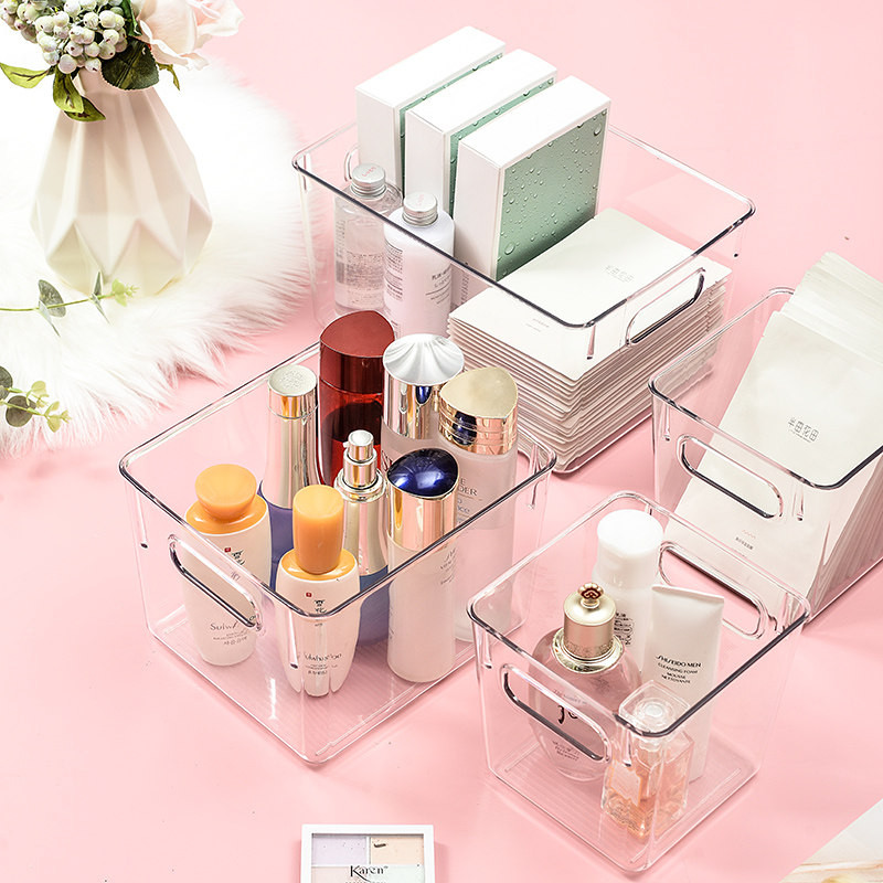 化妆品收纳盒塑料透明防尘面膜置物架护肤品桌面收纳筐整理盒网红