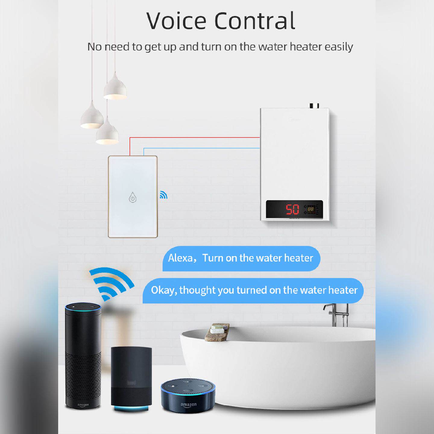 40A美标120热水器智能开关20A语音alexa,google控制远程wifi定时