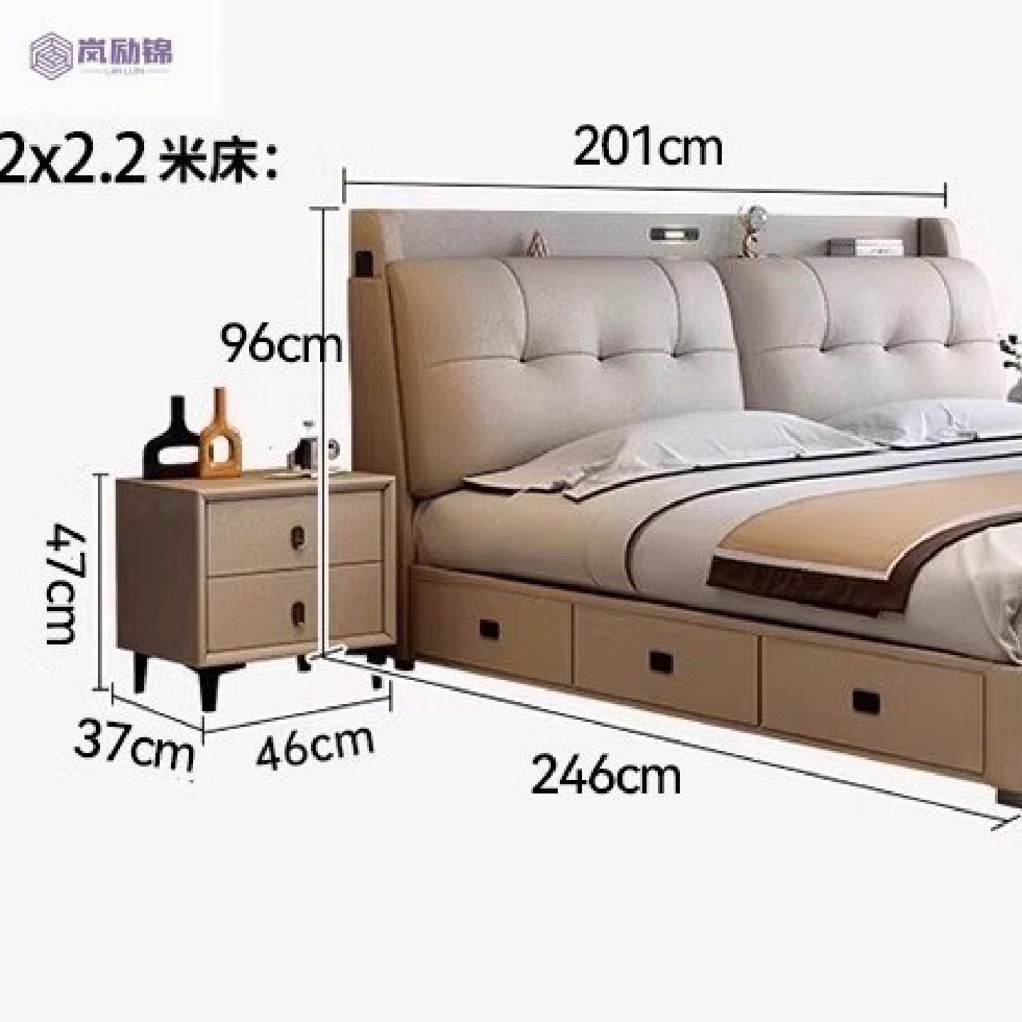 真皮婚床床现代简约轻奢主卧网红ins奶油风多功能储物双人床抽屉