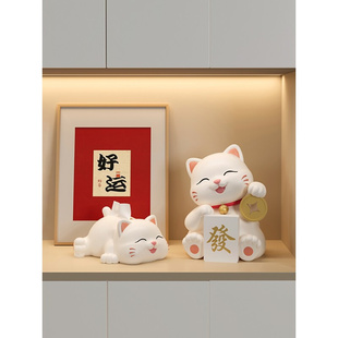 招财猫入户玄关摆件钥匙收纳家居装饰品客厅轻奢电U视柜餐边柜摆