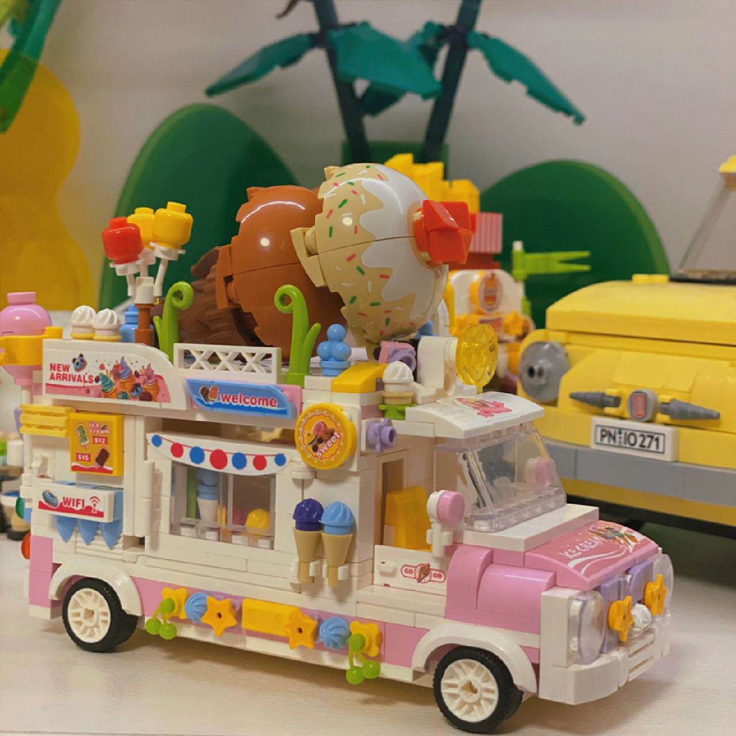 冰淇淋车积木益智拼装玩具儿童6岁以上8小颗粒女系列送女孩子礼物