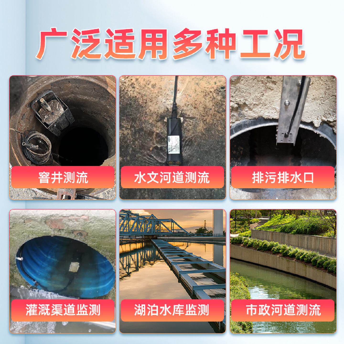 多普勒超声波流量计雷达流速测量仪河道窨井管道水流传感器监测器