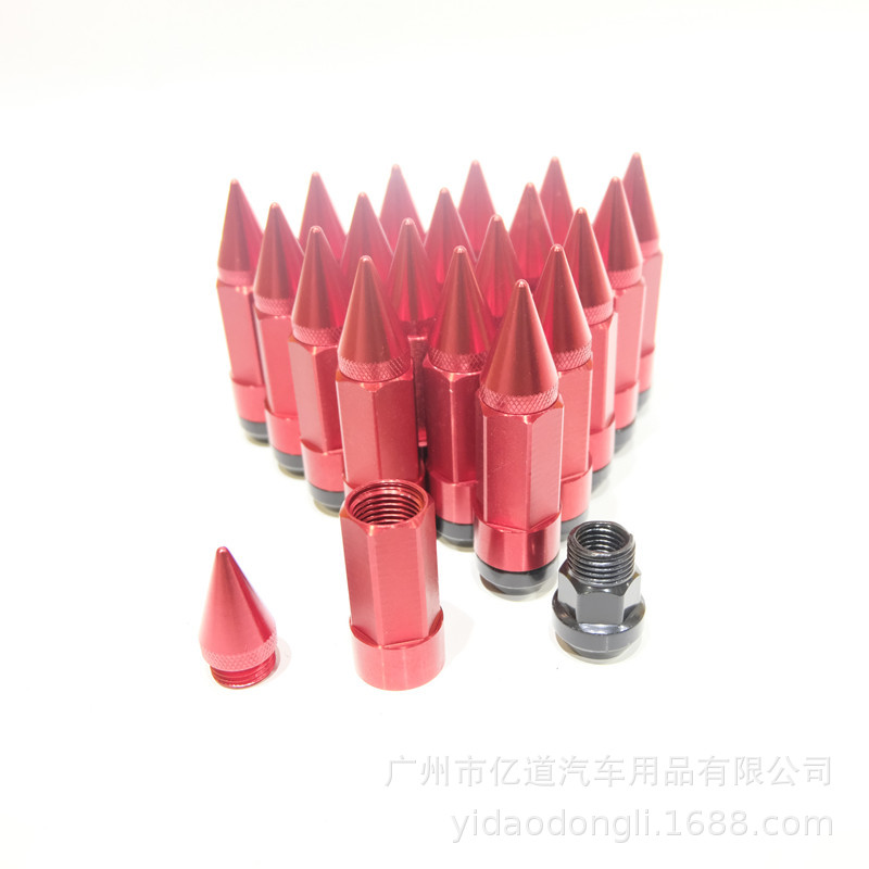 汽车改装配件铝合金轻量化三合一改装轮毂螺母轮胎螺丝尖头螺丝
