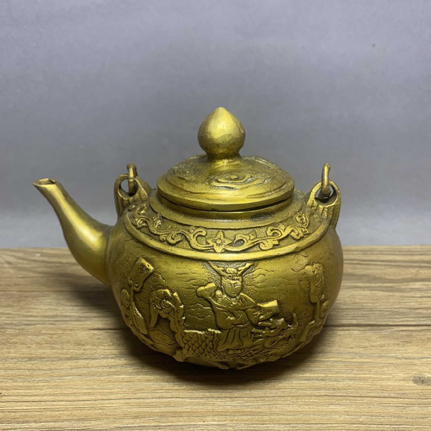 仿古纯铜人物壶摆件水壶茶壶铜壶装饰工艺礼品古玩铜器民俗老物件