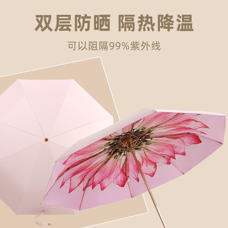 双层太阳伞防紫外线遮阳伞双层伞黑胶超强防晒抗风晴雨伞