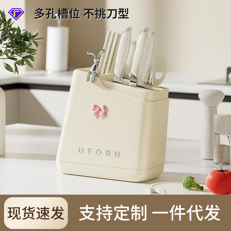 刀架置物架家用厨房台面多功能菜刀筷子勺子一体式沥水收纳架塑料