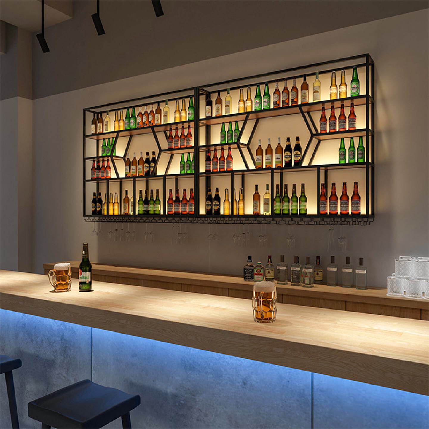铁艺创意壁挂酒架酒吧吊杯红酒架餐厅家用现代简约墙上酒柜展示架