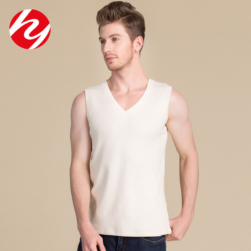 真丝拉绒舒适保暖背心男士蚕丝加绒加厚打底内衣无袖坎肩秋冬新款