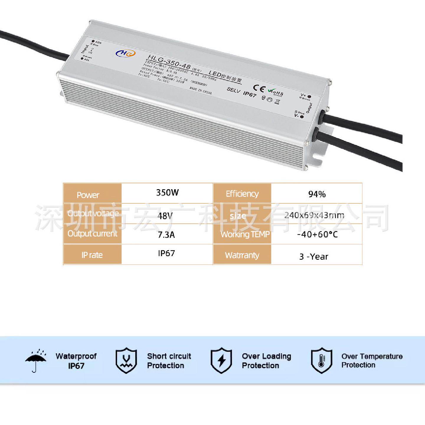 十头雾化器驱动电源45V46V48V350W消毒加湿机变压器LED灯带适配器
