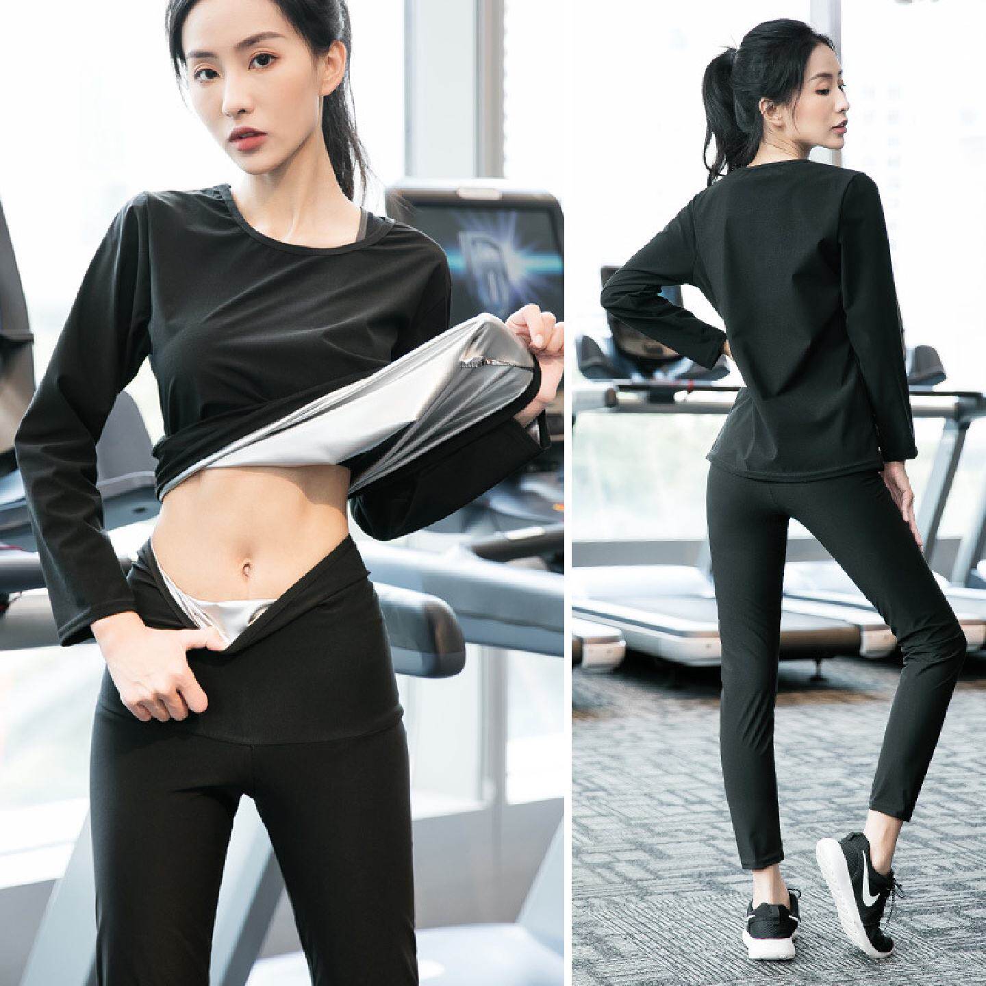 暴汗服套装女暴汗裤舞蹈健身发汗裤跑步运动瑜伽出汗高腰爆汗裤