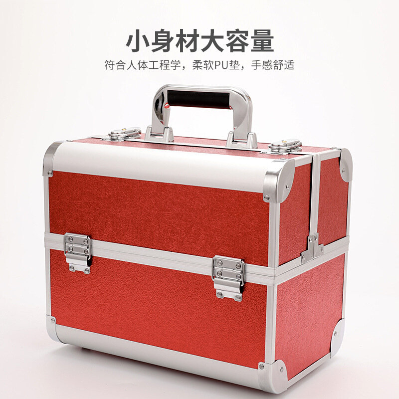 化妆箱铝合金双开手提美妆美甲箱化妆师跟妆收纳美容工具箱防水