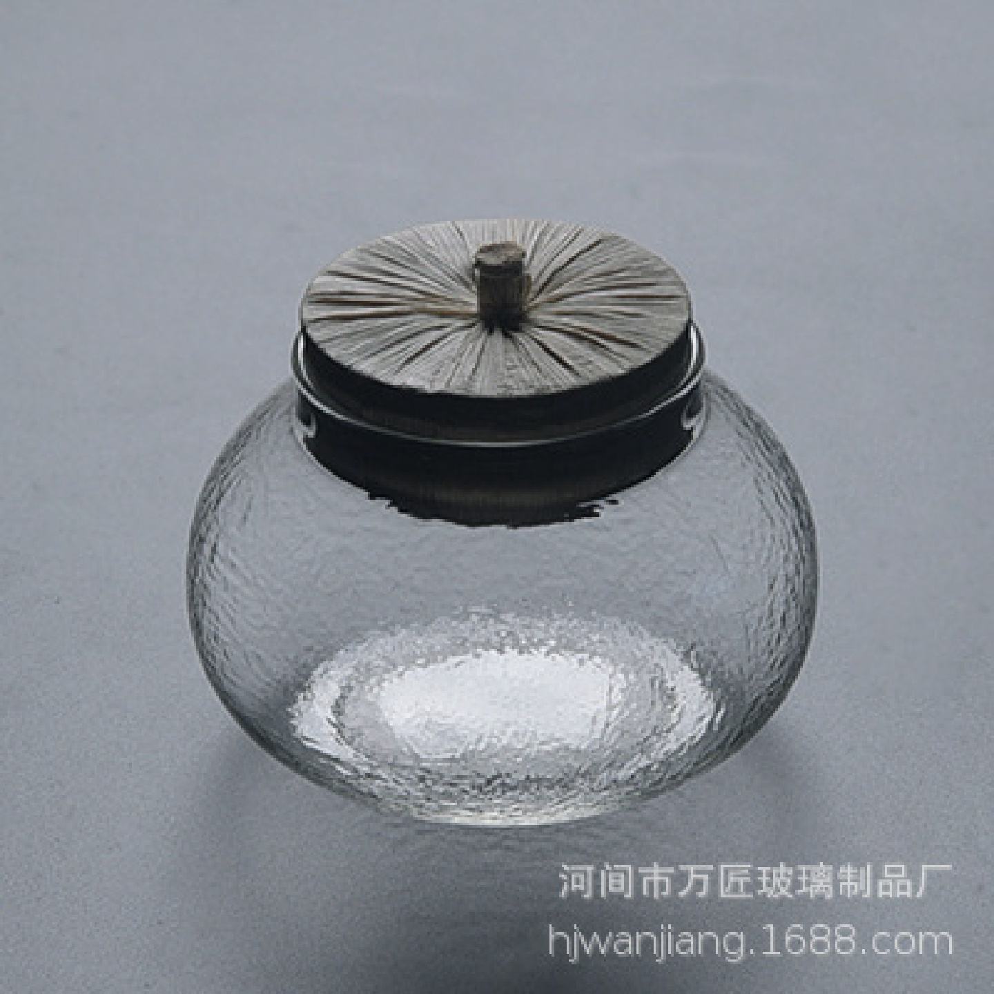 日式磨砂锤纹玻璃茶叶罐琉璃木塞密封罐茶叶罐储存罐小茶仓