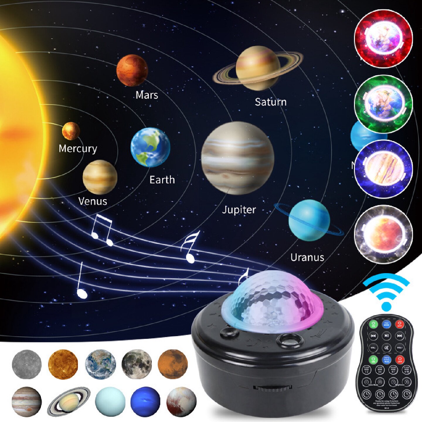 usb北极光LED迷你蓝牙星空投影灯投影仪感应圣诞小夜灯月球氛围灯