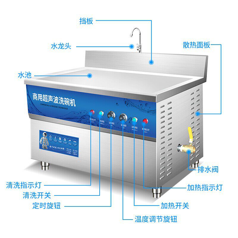 蚂蚁磁电超声波洗碗机商用全自动饭店食堂大型洗菜机洗碟机器