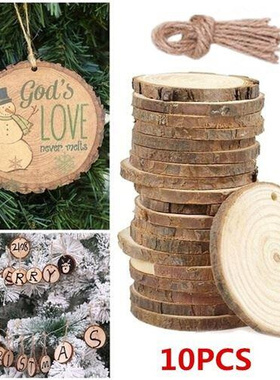 10pc Blank Christmas Xmas Tree Wood Log Slices Discs Cutout