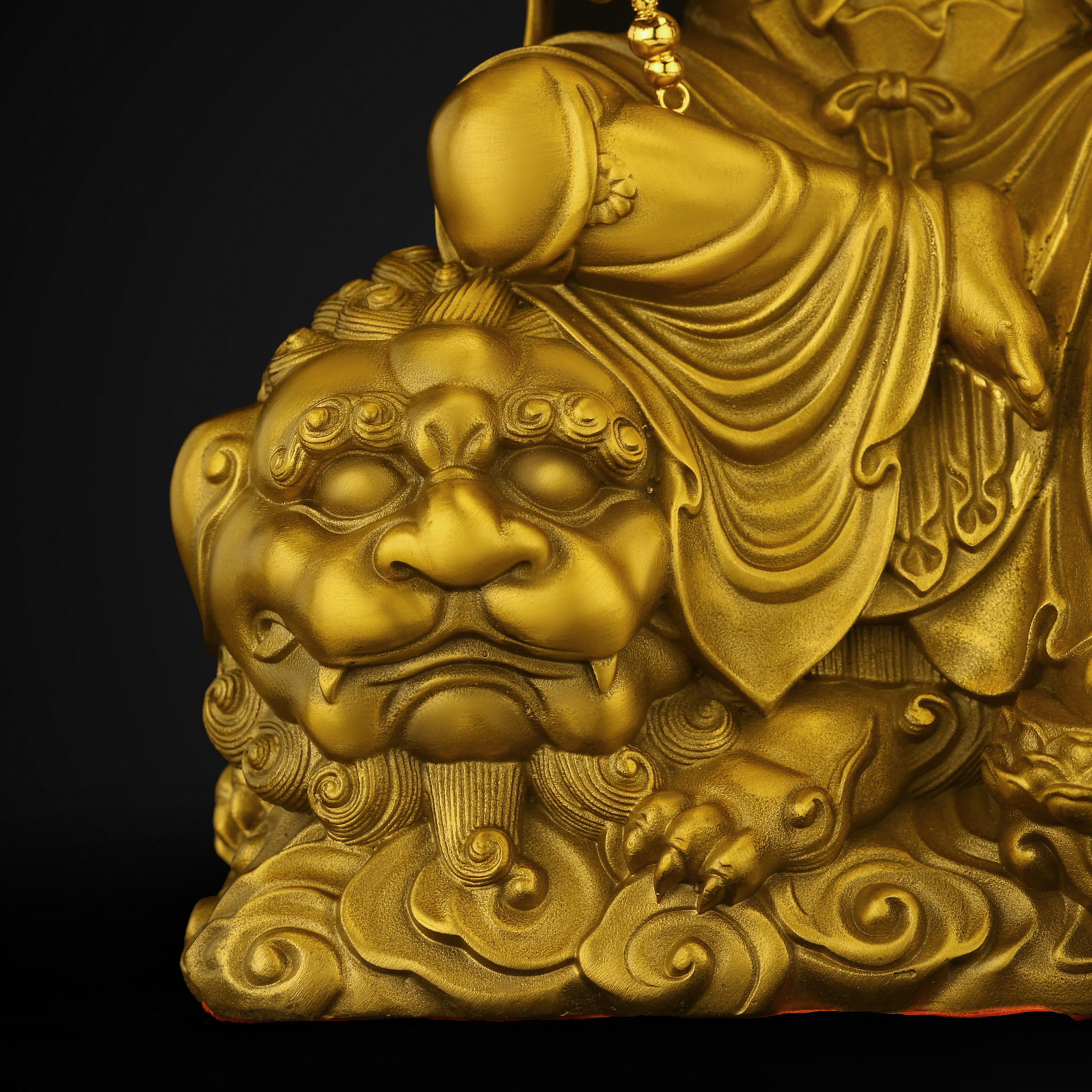 黄铜文殊普萨佛像摆件普贤菩萨像华严三圣铜像家用佛堂供奉大号