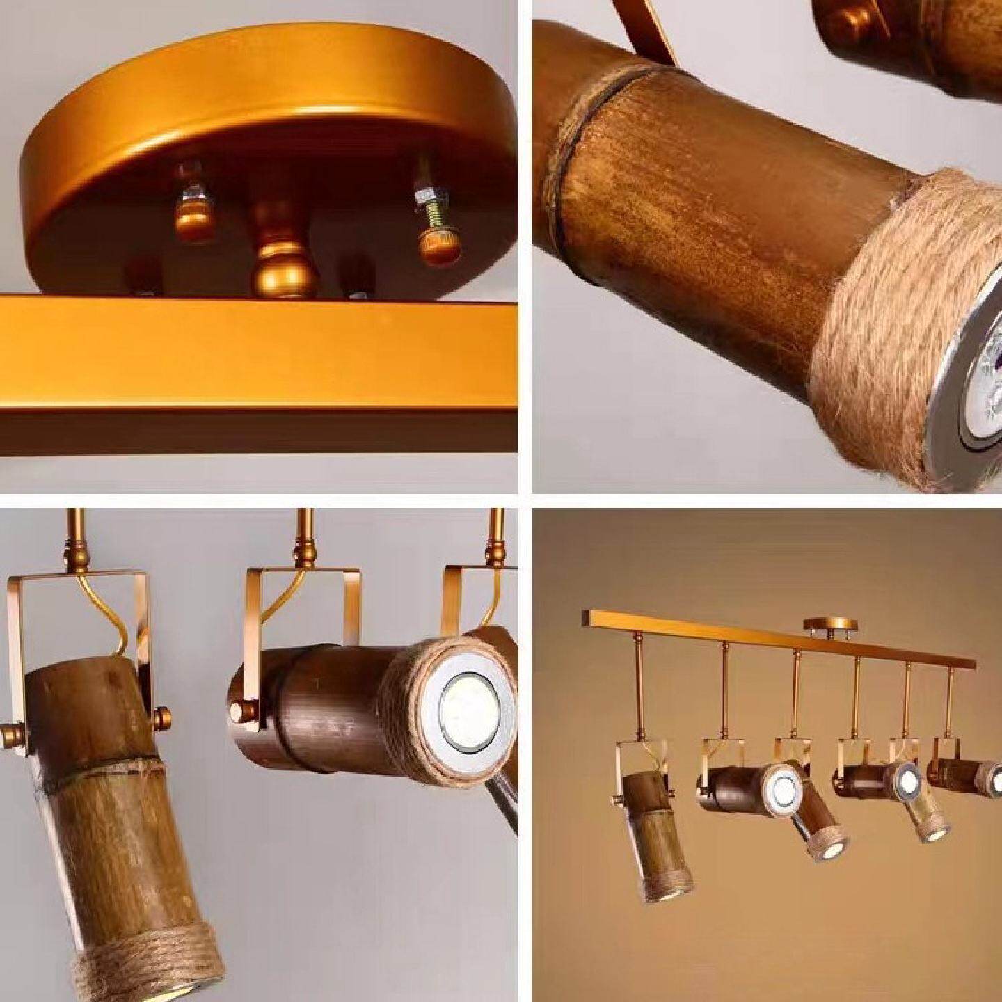 美式复古竹筒麻绳吊灯商用个性铁艺创意酒吧咖啡厅农家乐餐厅射灯