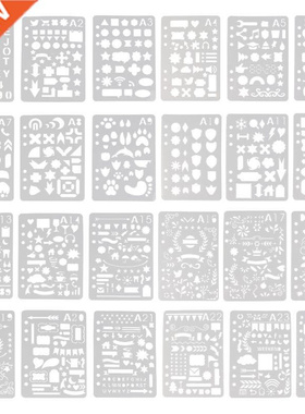 24Pcs Drawing Template Stencils Journal Notebook Diary Scrap