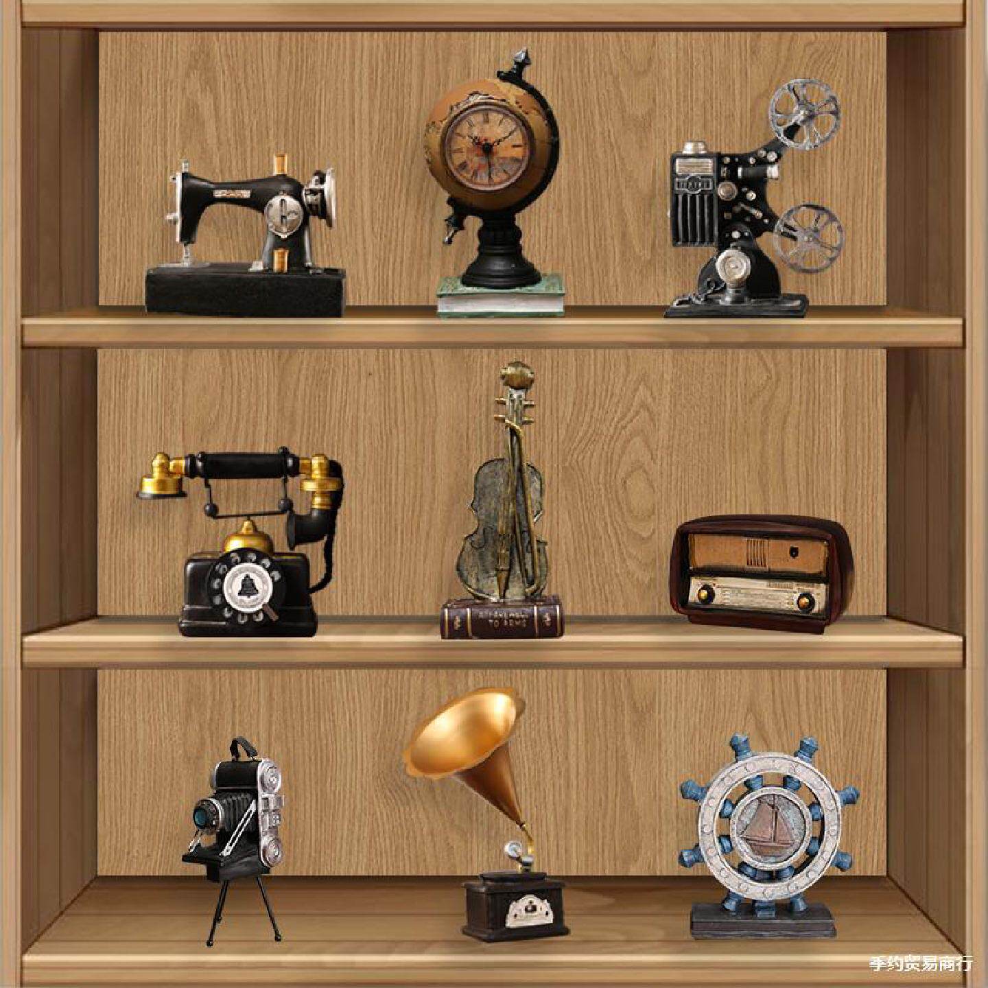 复古美式电话摆件家居客厅酒柜装饰品家里怀旧留声机服装店小摆设