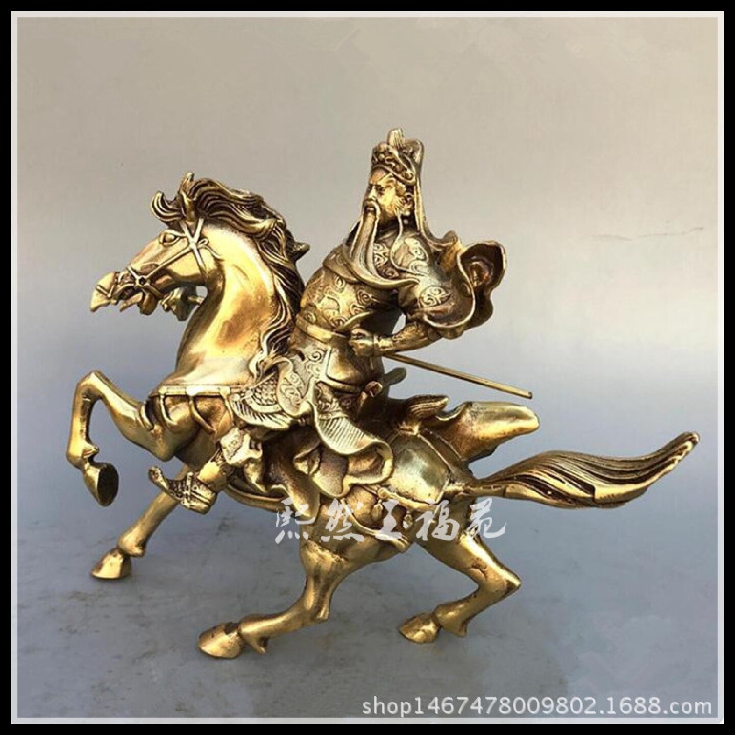仿古纯铜骑马关公像关羽武财神神像铜器工艺品摆件