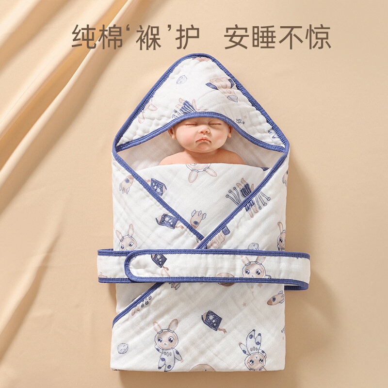柔蕴新生儿产房纱布抱被夏季棉包被薄款夏季安睡不惊婴儿襁褓巾