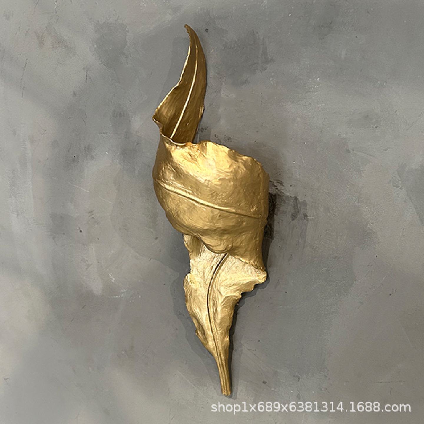 后现代全铜壁灯轻奢别墅电视背景墙壁灯个性树叶复式楼梯过道壁灯