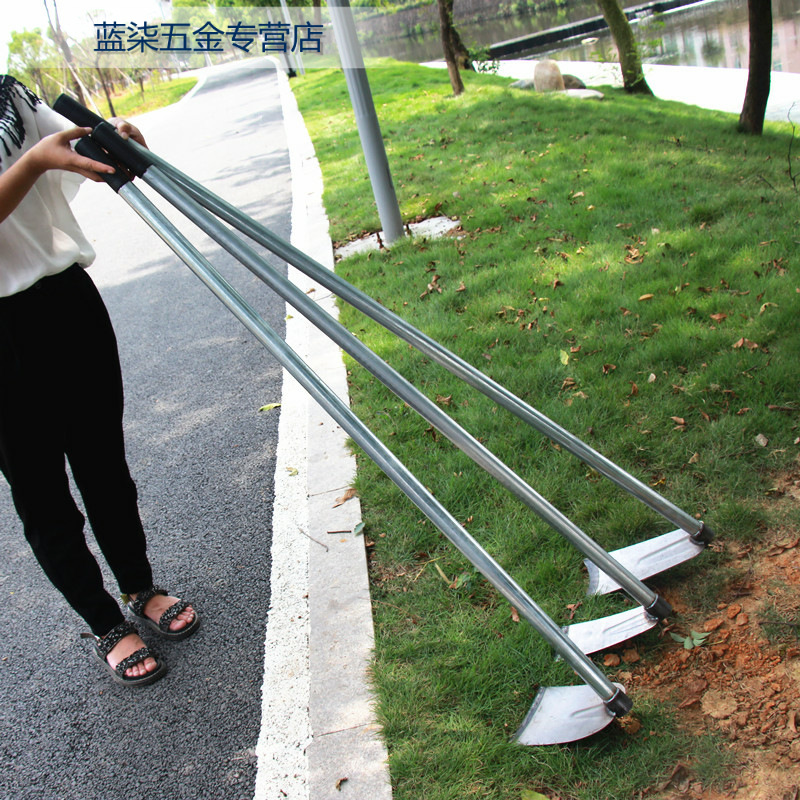 加长钢柄锄头铁柄种菜挖土农用园艺翻地工具全钢开山翻地耙子农具