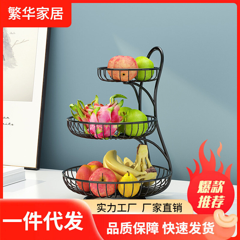 水果篮收纳篮子铁艺礼品糖果盘客厅桌面金属现代简约零食家用厨房