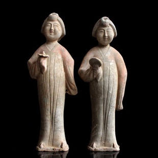 彩绘陶器仕女摆件仿古唐代胖妮文物复制古风老货老物件收藏艺术品