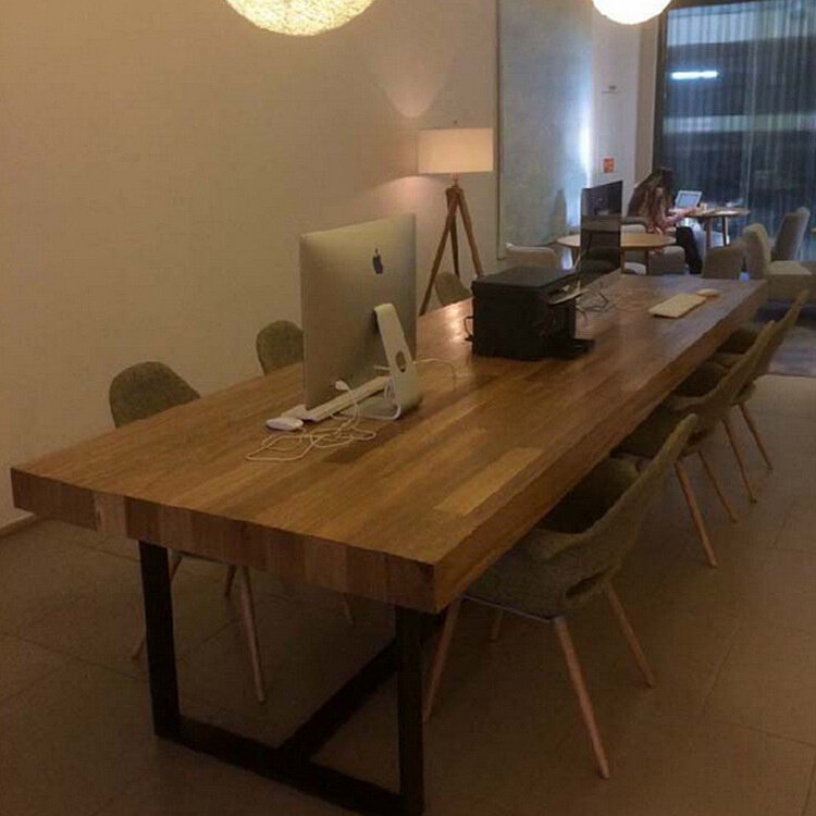 实木铁艺餐桌咖啡桌茶餐厅桌子办公休闲桌椅洽谈桌子理发店长方桌