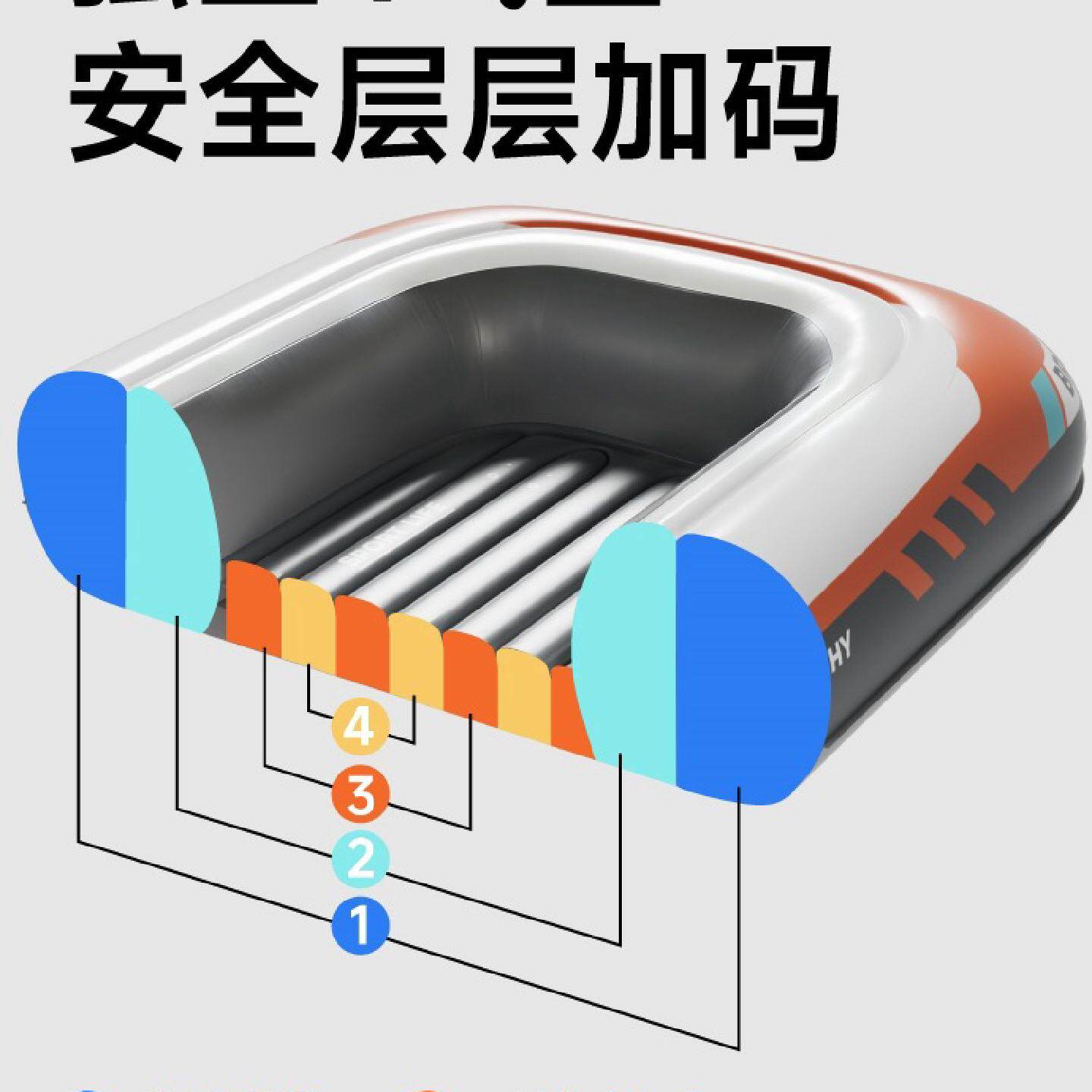 皮划艇充气船橡皮艇加厚气垫船划船钓鱼船漂流折叠冲锋舟野钓小船