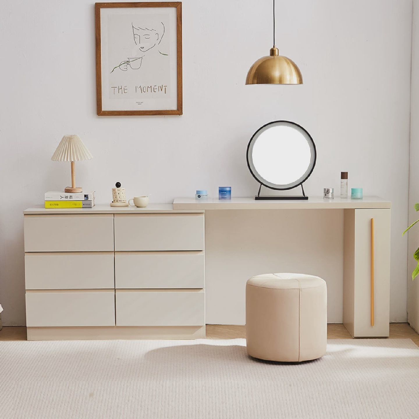 化妆桌梳妆台卧室简约现代斗柜一体实木梳妆柜子小户型轻奢床尾柜