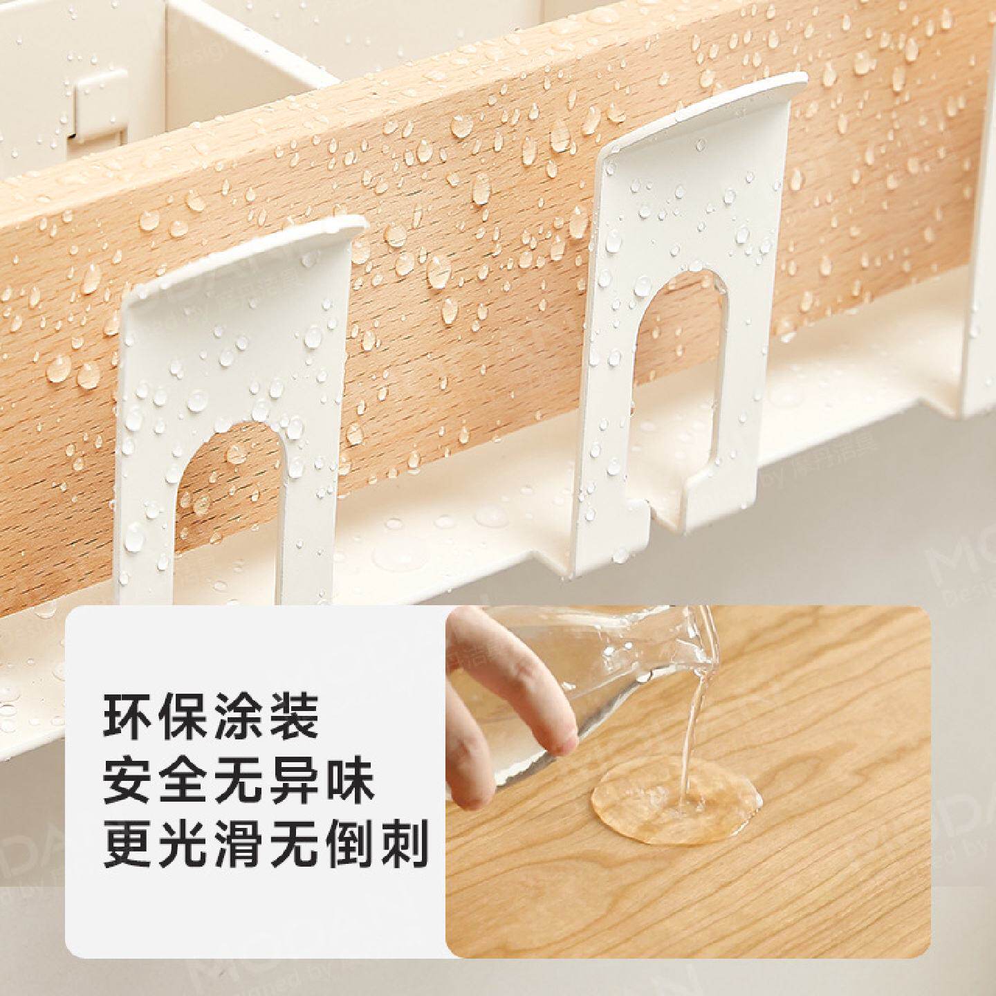 原木风吹风机牙刷一体置物架免打孔卫生间洗漱台牙杯风筒收纳架子