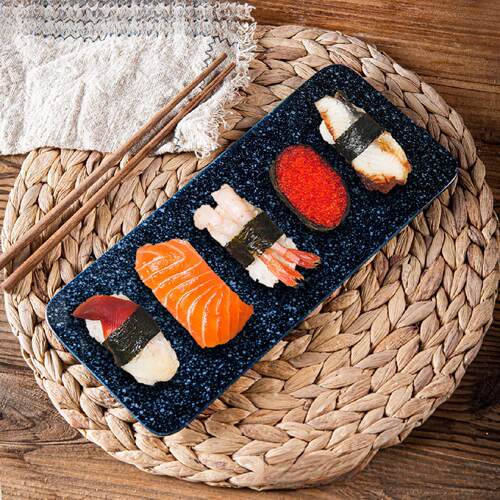 日式陶瓷日本料理长条寿司盘平盘子碟子长方形刺身盘商用餐具