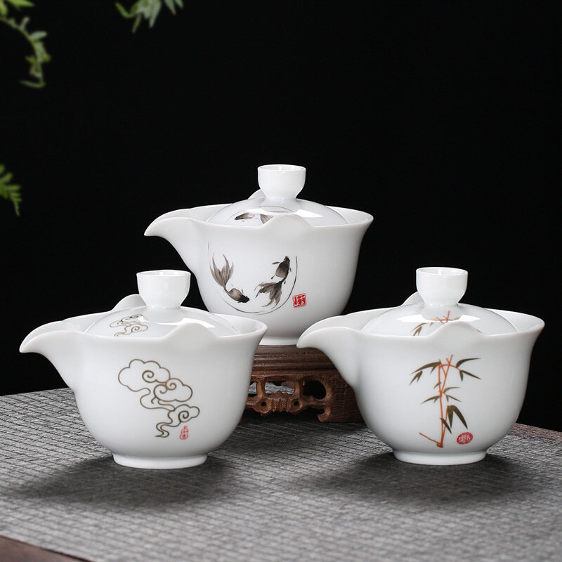 德化陶瓷大号手抓茶壶创意功夫茶具泡茶盖碗家用中式单壶可定logo