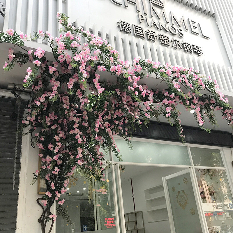 蔷薇花藤假花玫瑰藤条藤蔓缠绕管道装饰造景爬藤绿植高仿真植物