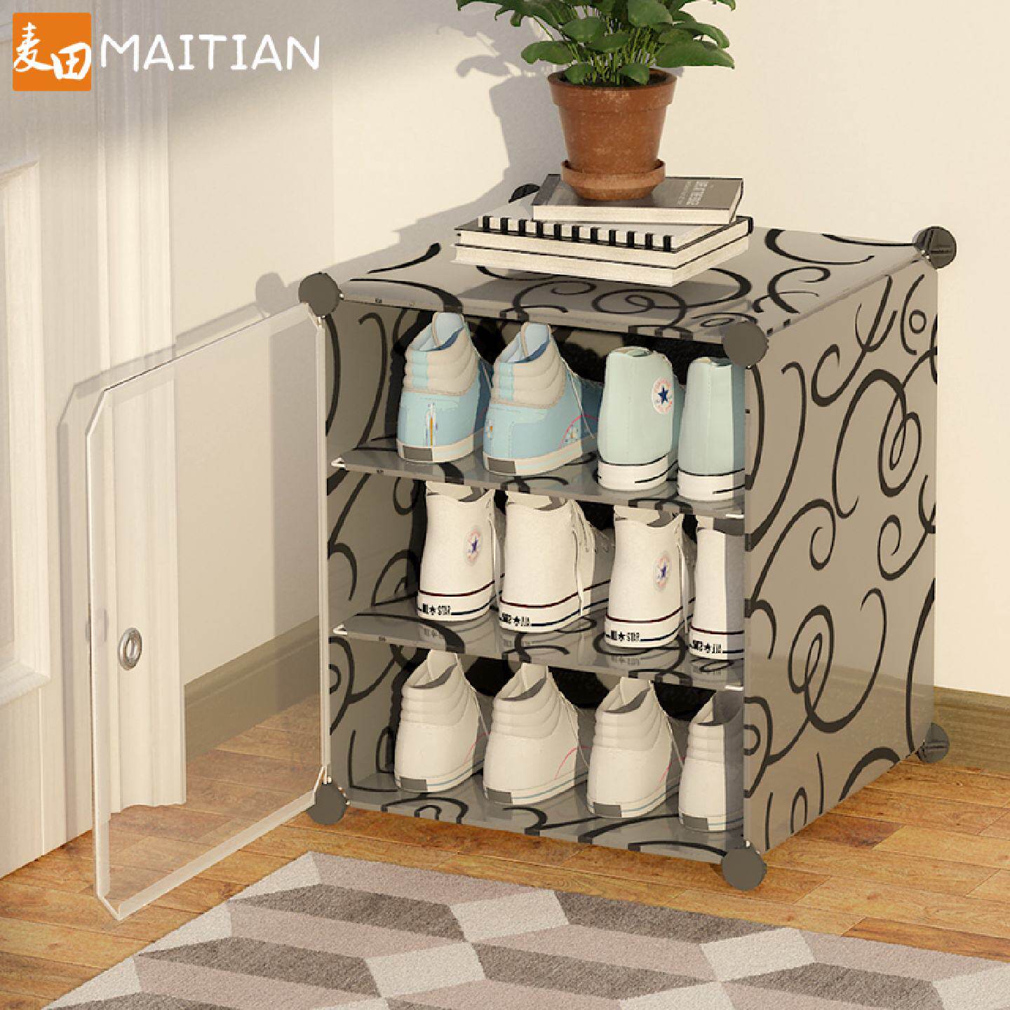 学生宿舍鞋架子寝室床底夹缝小型防尘收纳神器家用门口简易鞋柜子