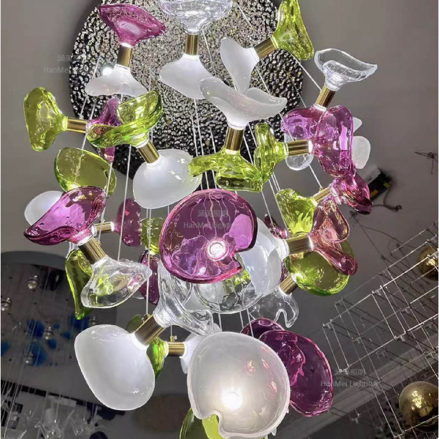 现代简约创意玻璃铃花吊灯酒店大堂loft复式楼花瓣艺术吊灯