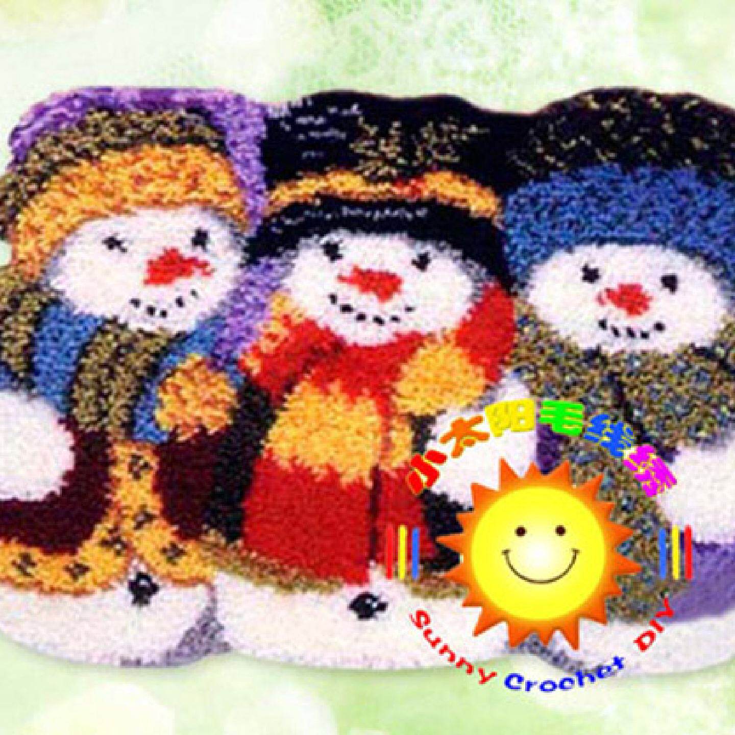 段段绣/毛线绣/地毯绣/绒绣/钩针绣 坐垫  三个雪人 手工套件