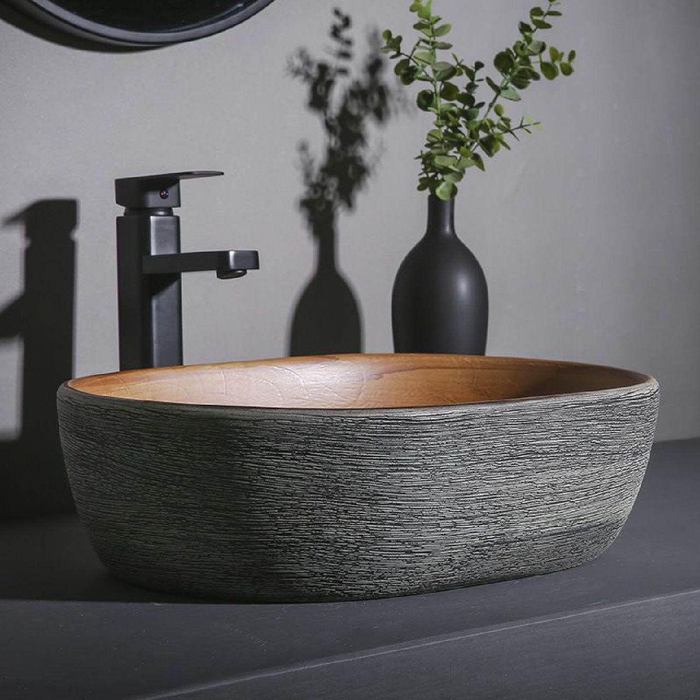 艺术台上盆椭圆形洗手盆单盆家用卫生间洗面盆创意复古陶瓷洗脸盆