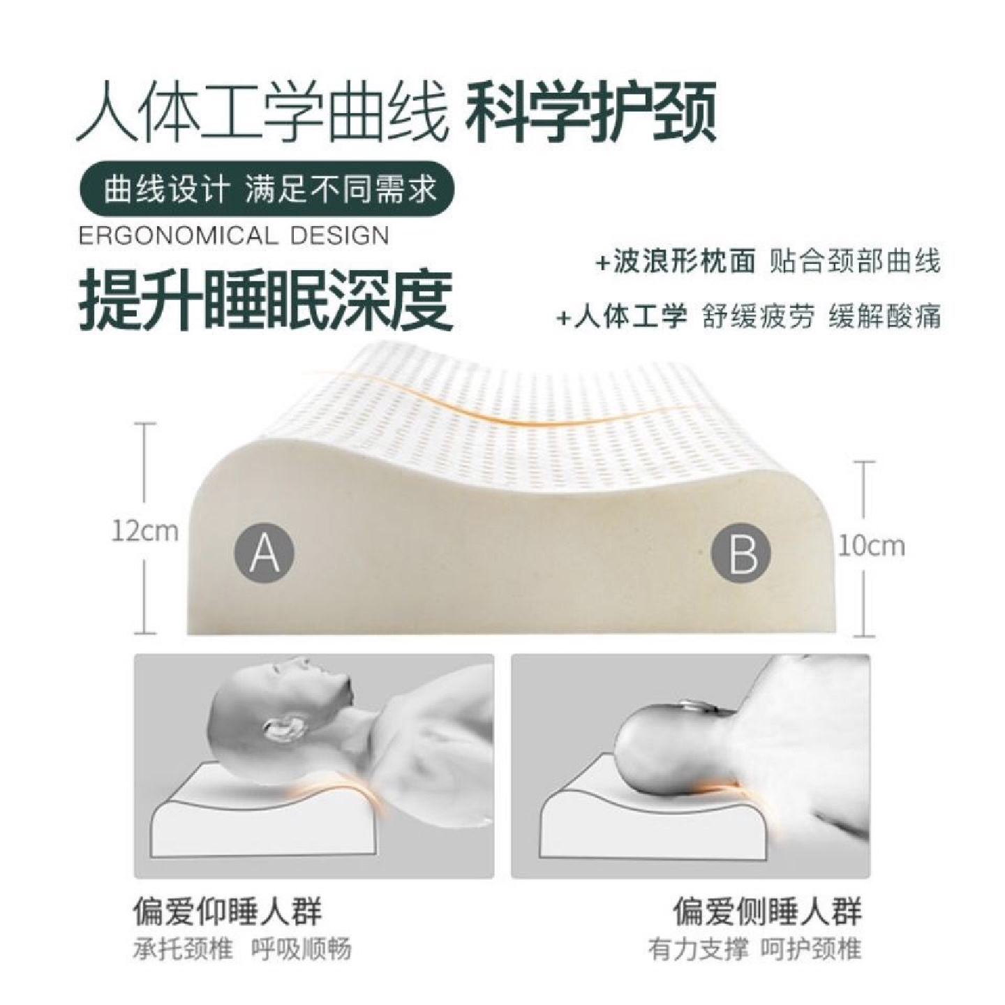 工厂批发乳胶枕成人护颈椎枕颗粒按摩波浪高低枕礼盒礼品枕头直播