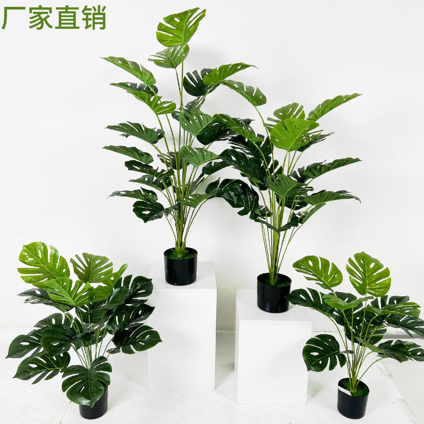 仿真绿植小盆栽龟背散尾葵客厅室内落地摆件装饰假花植物桌面摆设