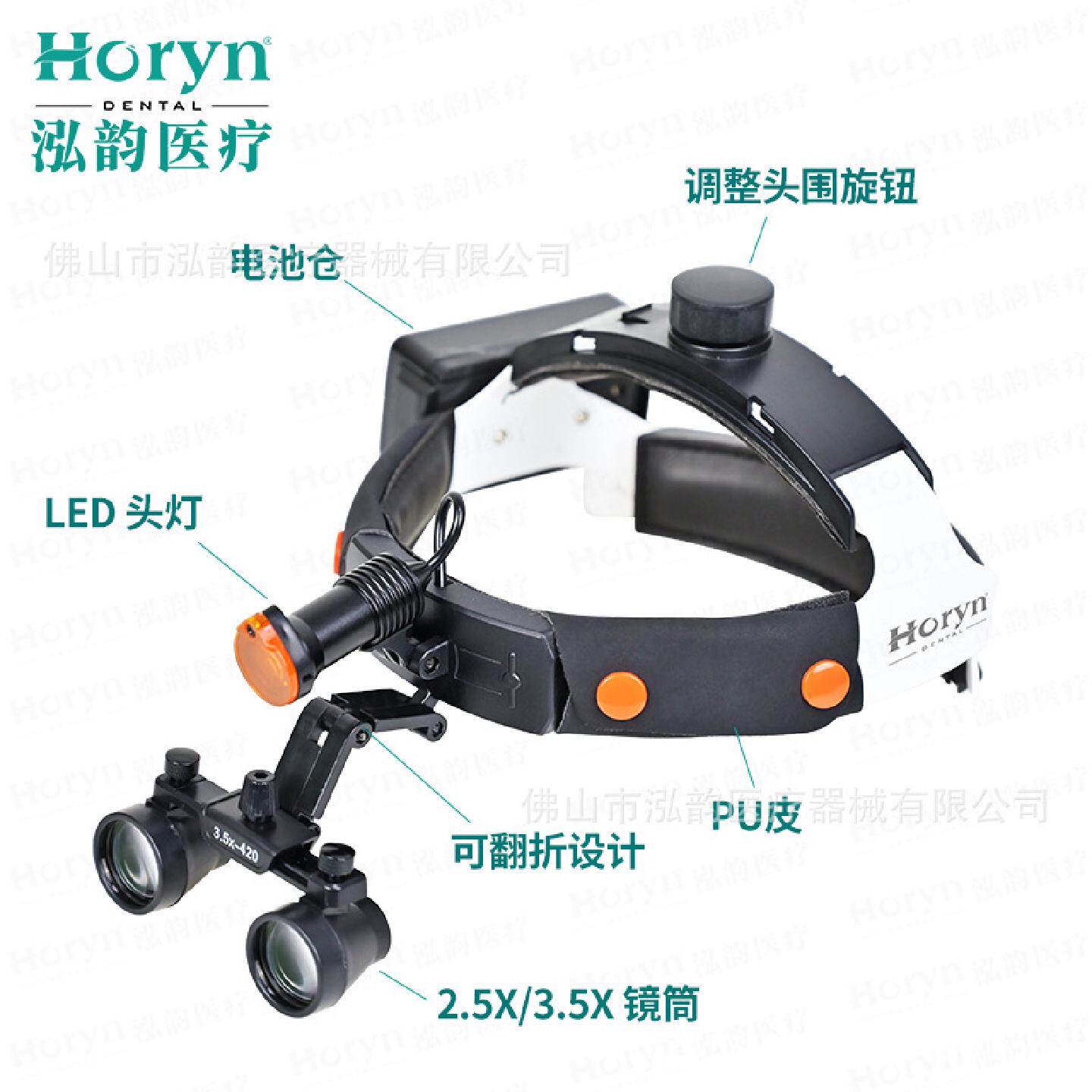 Horyndent牙科头戴式放大镜高清LED头灯美容整形耳鼻喉科口腔科