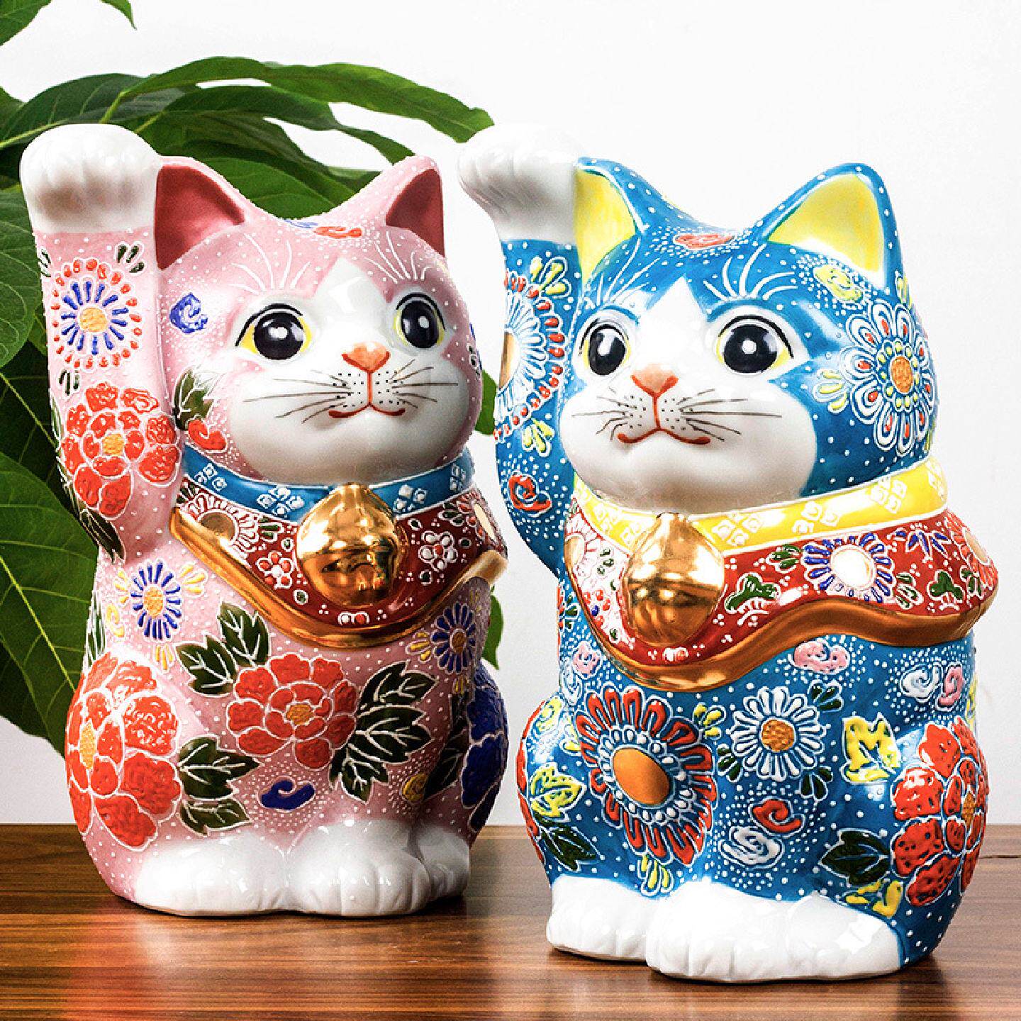 现货日本进口九谷烧金运招招幸运小判招财猫开业乔迁居家店铺摆件